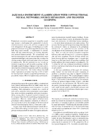 Jazz Solo Instrument Classification with Convolutional Neural Networks, Source Separation, and Transfer Learning