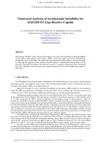 Numerical Analysis of Aerodynamic Instability for HAYABUSA Type Reentry Capsule