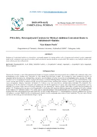 PMA-Sio2: Heteropolyacid Catalysis for Michael Addition-Convenient Route to Substituted-3-Indoles