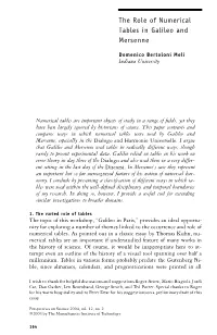The Role of Numerical Tables in Galileo and Mersenne