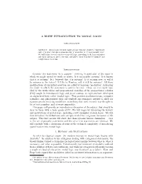 A Brief Introduction to Modal Logic