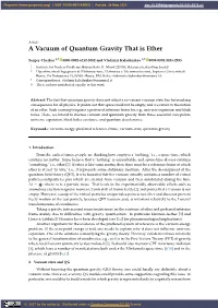 A Vacuum of Quantum Gravity That Is Ether