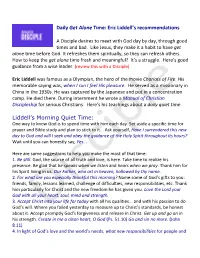 Daily Get Alone Time: Eric Liddell's Recommendations Liddell's