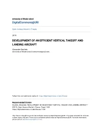 Development of an Efficient Vertical Takeoff and Landing Aircraft