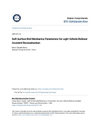 Soft Surface Roll Mechanics Parameters for Light Vehicle Rollover Accident Reconstruction