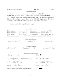 Statistical Mechanics I: Exam Review 1 Solution