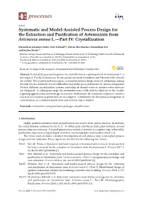 Systematic and Model-Assisted Process Design for the Extraction and Purification of Artemisinin from Artemisia Annua L.—Part IV: Crystallization
