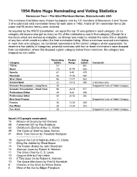 1954 Retro Hugo Nominating and Voting Statistics