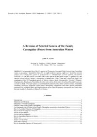A Revision of Selected Genera of the Family Carangidae (Pisces) from Australian Waters