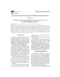 An Analytic Survey of the Roles of Animals in Siswati Proverbs