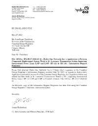 BY EMAIL and E-FILE May 27, 2021 Mr. Jean-Denis Charlebois