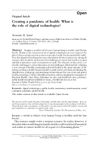 Creating a Pandemic of Health: What Is the Role of Digital Technologies?