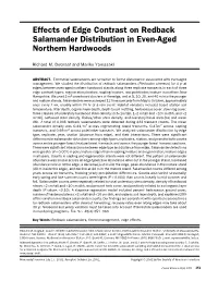 Effects of Edge Contrast on Redback Salamander Distribution in Even-Aged Northern Hardwoods