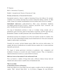IV Semester BAE-4.1 International Economics Module 1