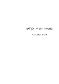 LATEX Math Mode