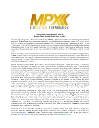 Management Discussion and Analysis for the Three Months Ended June 30, 2018