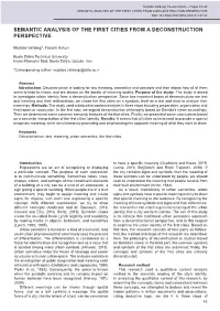 Semantic Analysis of the First Cities from a Deconstruction Perspective Doi: 10.23968/2500-0055-2020-5-3-43-48