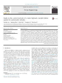 Study on the Control Methods of a Water Hydraulic Variable Ballast System for Submersible Vehicles