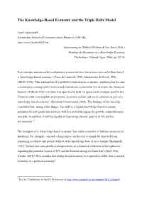 The Knowledge-Based Economy and the Triple Helix Model