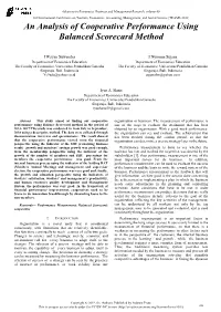 An Analysis of Cooperative Performance Using Balanced Scorecard Method