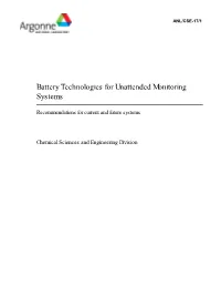 Battery Technologies for Unattended Monitoring Systems