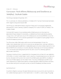 Correction: Fitch Affirms Melstacorp and Distilleries at 'AAA(Lka)'; Outlook Stable