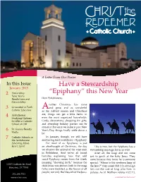 Have a Stewardship “Epiphany” This New Year Continued from Front Cover
