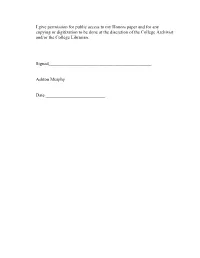 I Give Permission for Public Access to My Honors Paper and for Any
