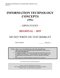 INFORMATION TECHNOLOGY CONCEPTS-OPEN - REGIONAL 2019 Page 1 of 8