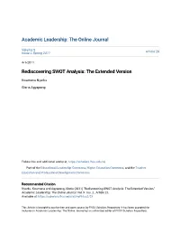Rediscovering SWOT Analysis: the Extended Version