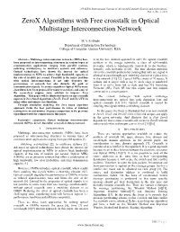 Zerox Algorithms with Free Crosstalk in Optical Multistage Interconnection Network