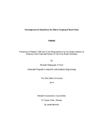 Development of Guidelines for Warm Forging of Steel Parts