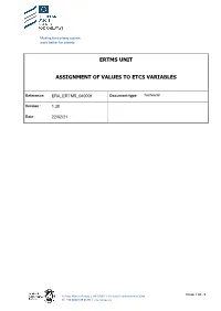 Ertms Unit Assignment of Values to Etcs Variables