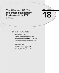 KDE 2.0 Development, Which Is Directly Supported