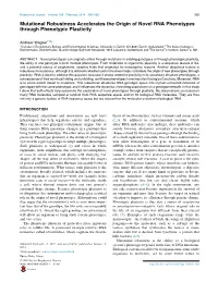 Mutational Robustness Accelerates the Origin of Novel RNA Phenotypes Through Phenotypic Plasticity