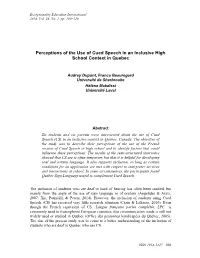 Perceptions of the Use of Cued Speech in an Inclusive High School Context in Quebec