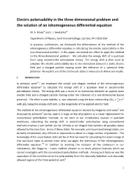 Electric Polarizability in the Three Dimensional Problem and the Solution of an Inhomogeneous Differential Equation