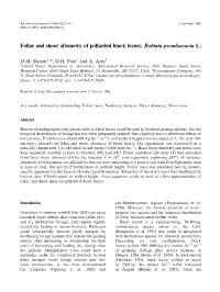 Foliar and Shoot Allometry of Pollarded Black Locust, Robinia Pseudoacacia L