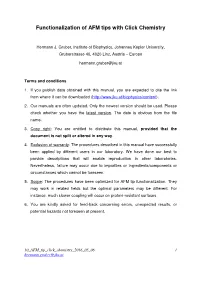Functionalization of AFM Tips with Click Chemistry