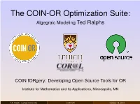 Introduction to the COIN-OR Optimization Suite