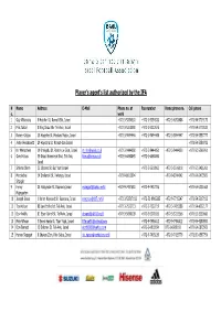 Player's Agent's List Authorized by The
