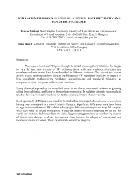 Population Studies on Plasmopara Halstedii: Host Specificity and Fungicide Tolerance