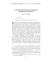 Vanishing Power Lines and Emerging Distributed Generation