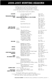 2006-2007 Hunting Seasons