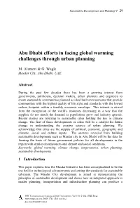 Abu Dhabi Efforts in Facing Global Warming Challenges Through Urban Planning