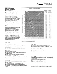 AIRCRAFT PERFORMANCE Pressure Altitude and Density Altitude
