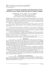 Assessment of Capacity Evaluation and Sedimentation of Totla Doh Reservoir,In Nagpur District by Remote Sensing Technique