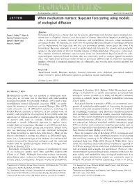 Bayesian Forecasting Using Models of Ecological Diffusion