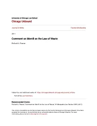 Comment on Merrill on the Law of Waste