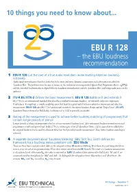 EBU R 128 – the EBU Loudness Recommendation